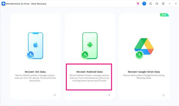 Starten Sie die Dr.Fone Android-Datenwiederherstellung
