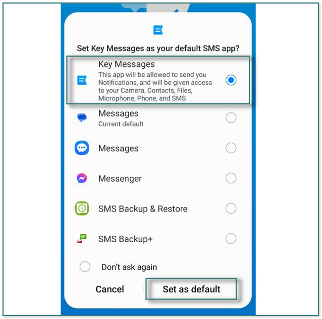 tap the Set As Default button