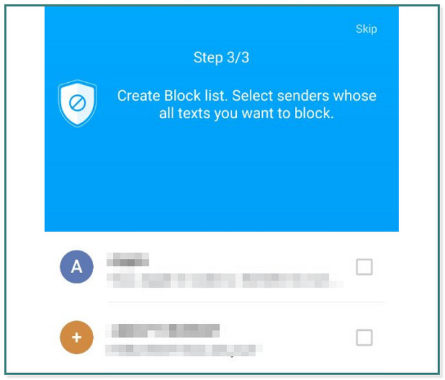 ask you the messages you want to block
