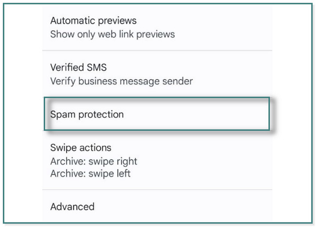 Scroll down and locate the Spam Protection button