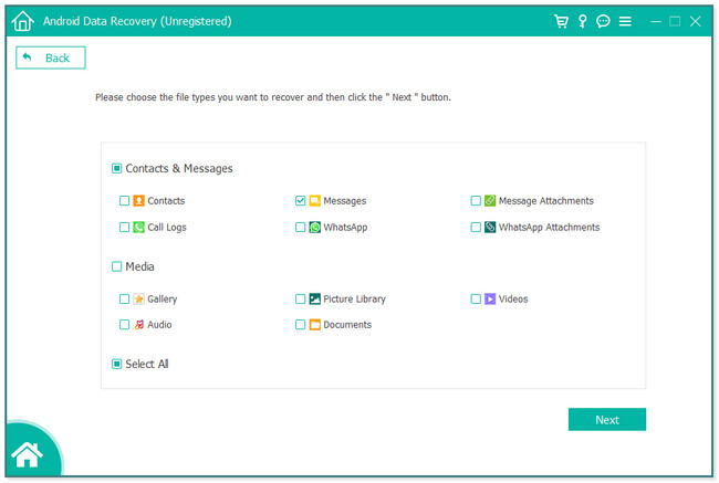 choose the data you want to recover