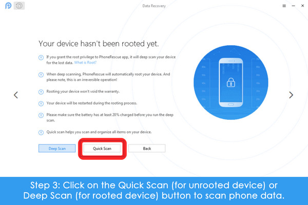 click the Quick scan or Deep scan