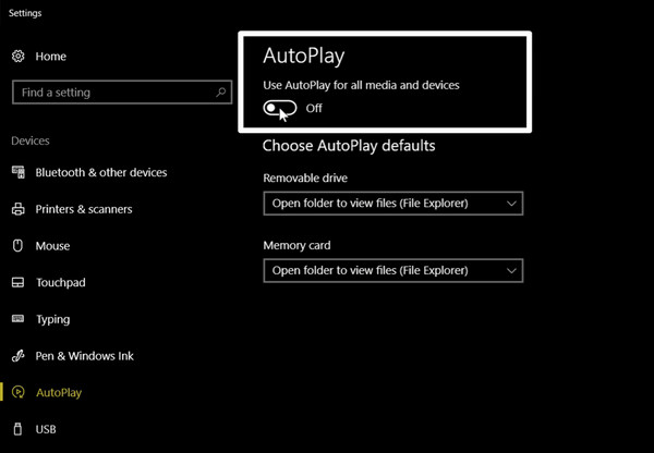 slå av autoplay windows 10