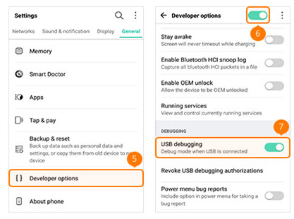 Aktivér USB-debugging på LG