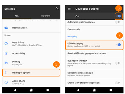 attiva il debug USB su Google Phone