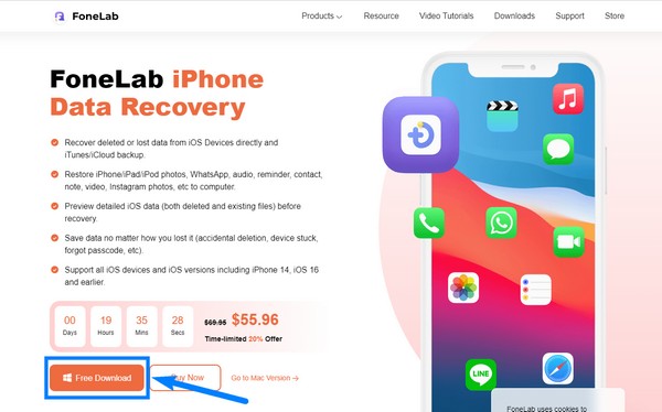 ejecuta el programa FoneLab iPhone Data Recovery en tu computadora