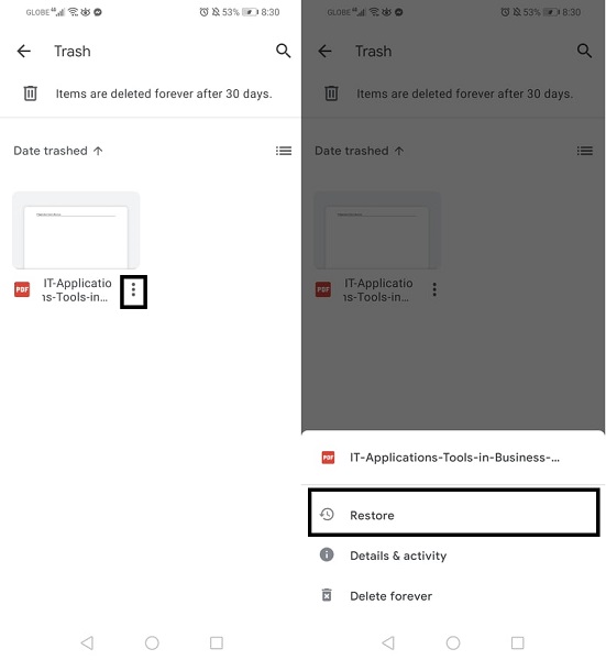 Restauration de Google Drive