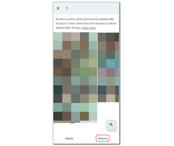 Tap Restore Button