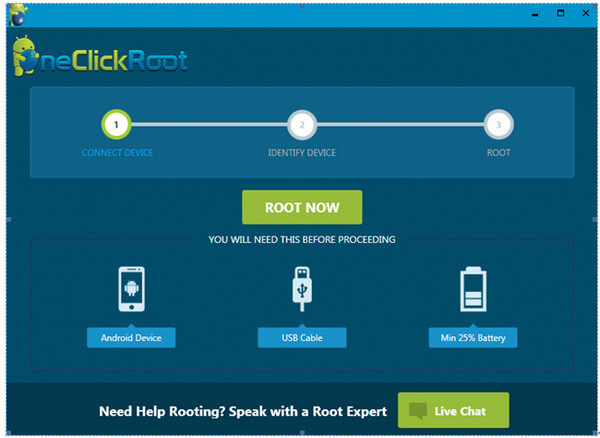 Inicie el software One Click Root