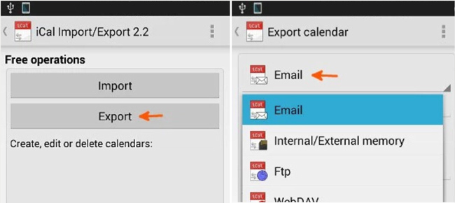 ical export samsung