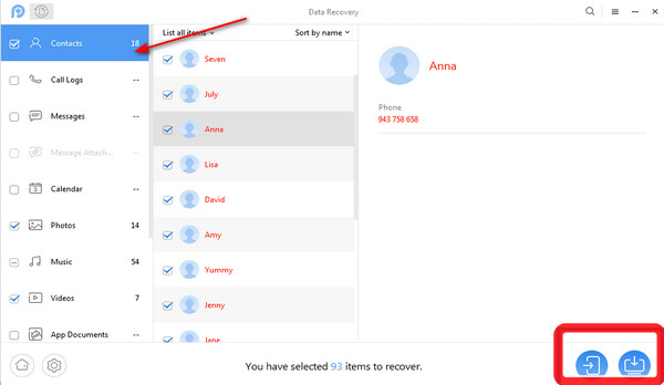 view and select files to recover