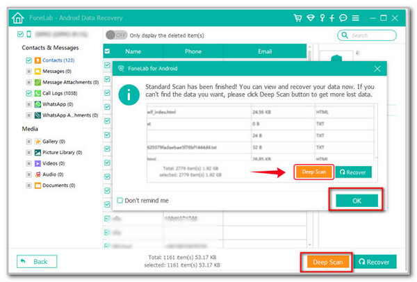 Click Deep Scan Button