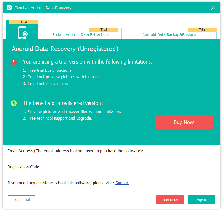 interfaz de registro