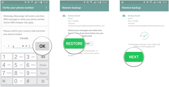 herstel android whatsapp van Google Drive