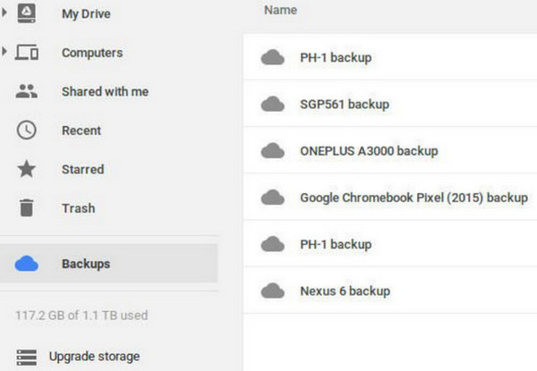 Recupera i dati Samsung da Google Drive
