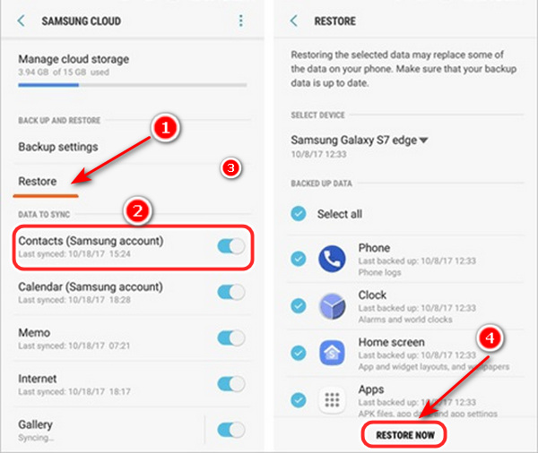 Poistetun puhelulokin palauttaminen Samsungissa Samsung Cloudista