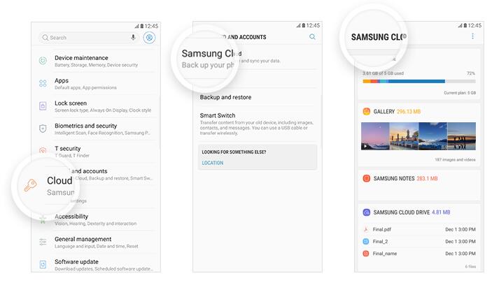 configuración de la nube de Samsung