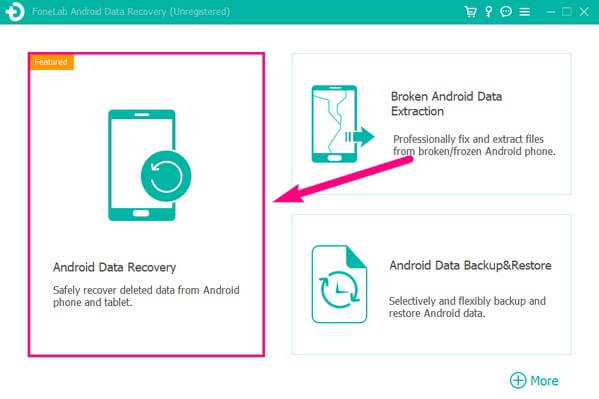 vyberte funkci Android Data Recovery