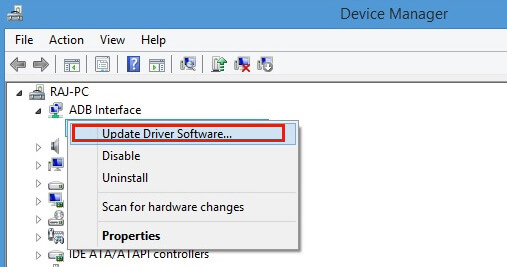 Atualização do driver USB