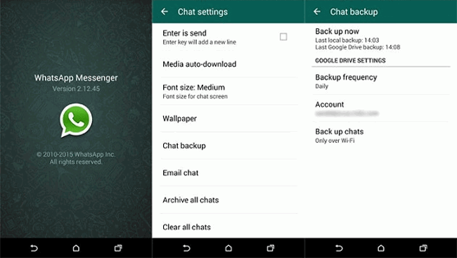 copia de seguridad de Android WhatsApp para Google Drive