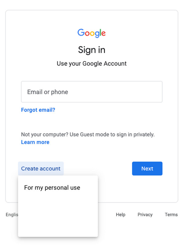 create account on android