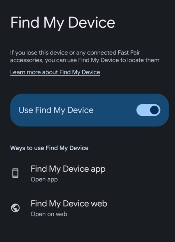 Enable Use Find My Device