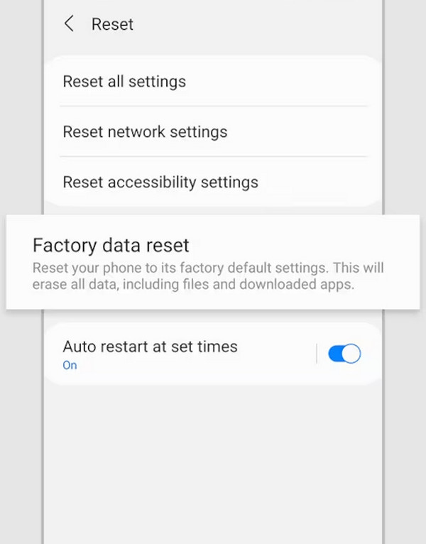 factory reset android on settings
