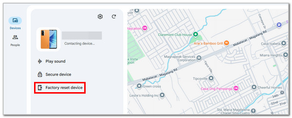 Select Factory Reset Device Button