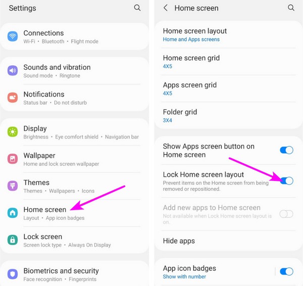 unlock home screen through settings app