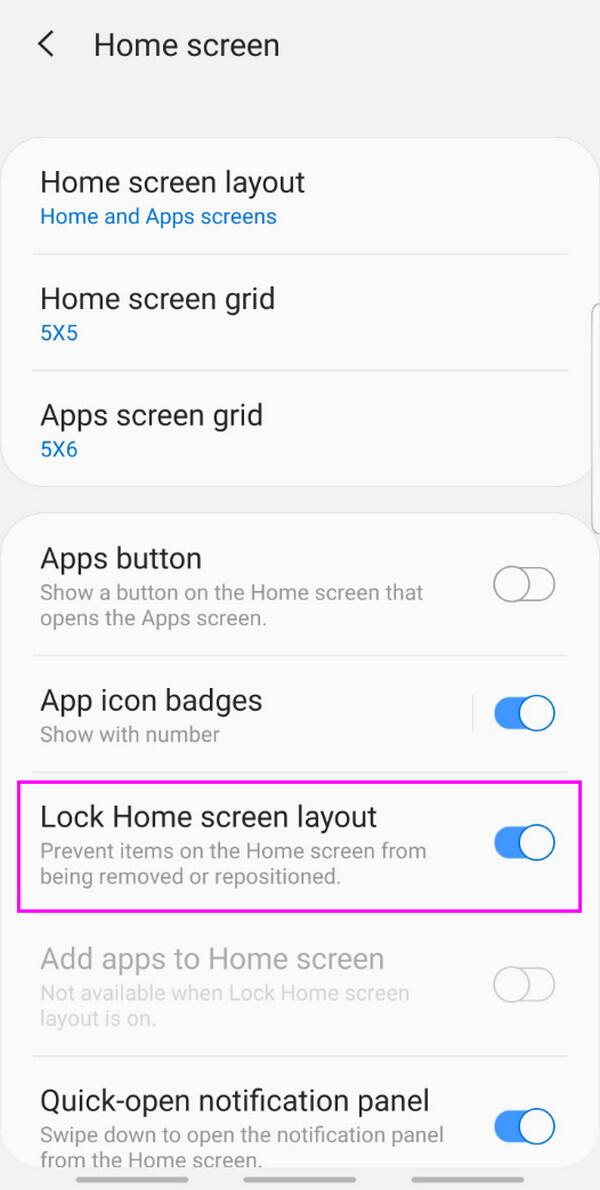 unlock home screen via home screen options