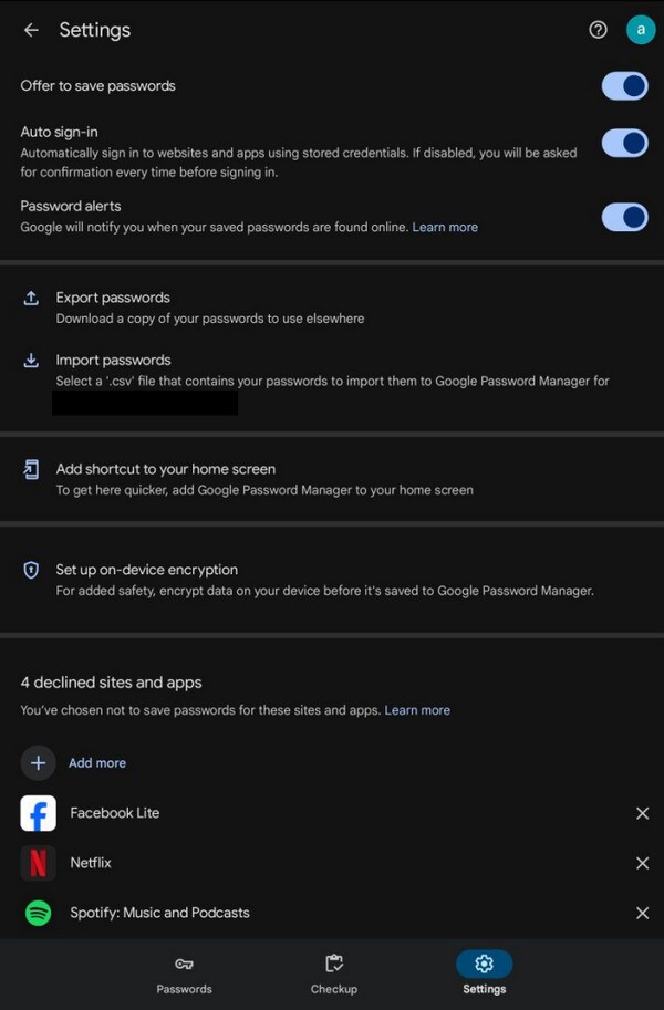 turn off google chrome password manager