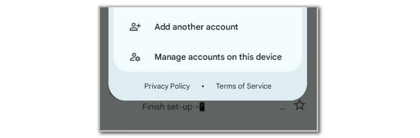 tap manage accounts on this device