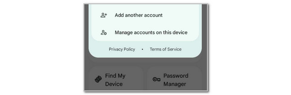 tap manage accounts on this device