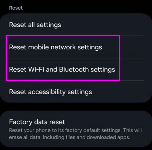 reset network settings