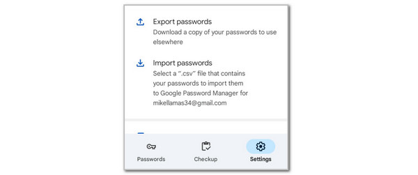 tap settings button