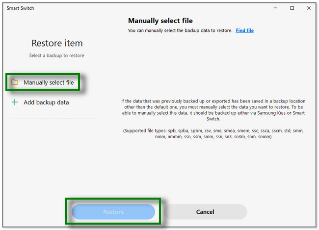 Click the Restore button