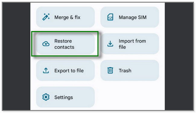 Tap the Restore Contacts button