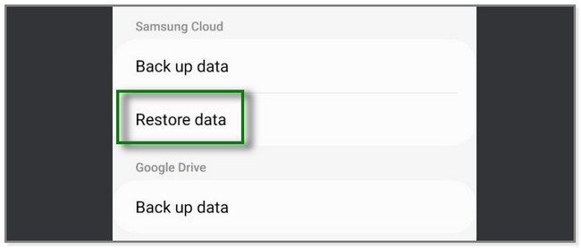 tocca il pulsante Backup