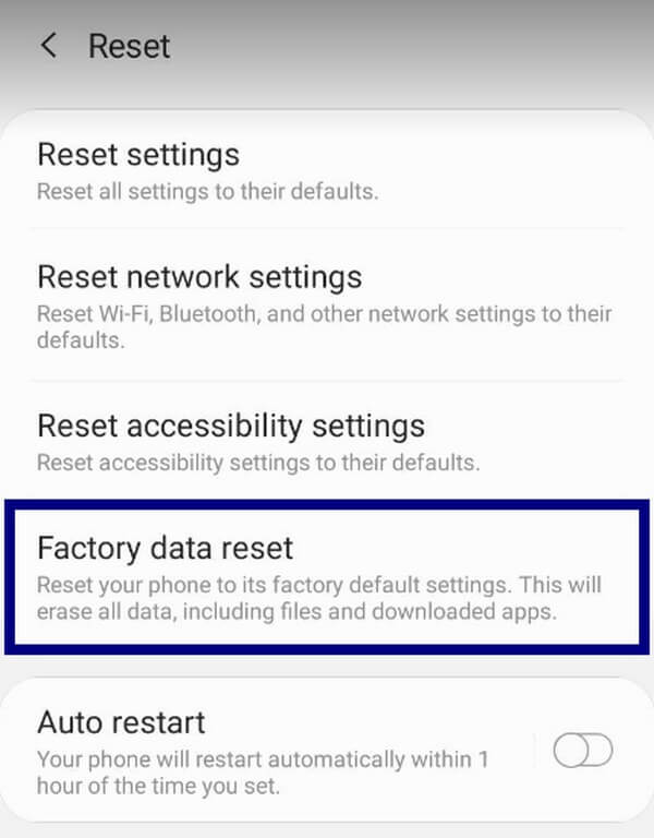 Pick Factory data reset from the Reset options