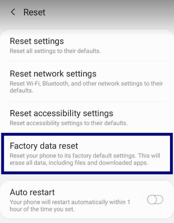 Pick Factory data reset from the Reset options