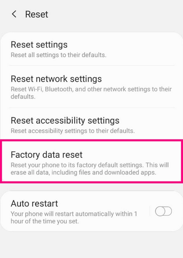 Reset Samsung phone with Settings
