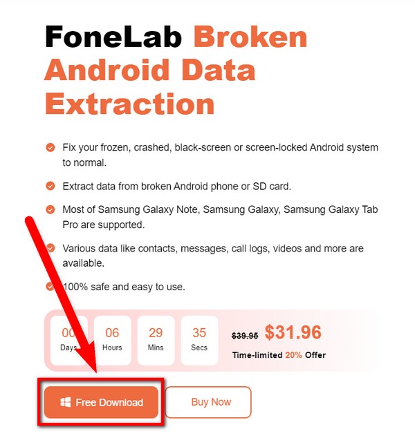 Επίσημος ιστότοπος FoneLab Broken Android Data Extraction