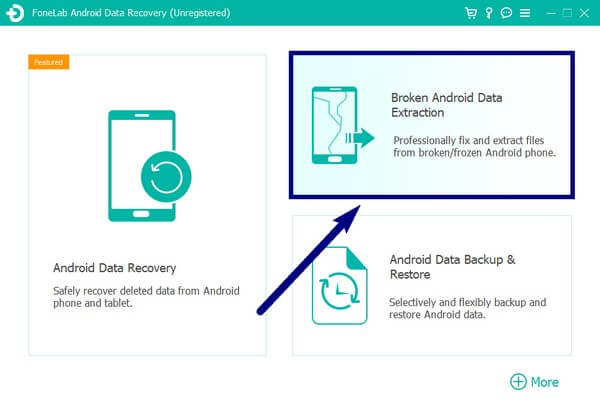 Haga clic en la casilla de Extracción de datos de Android rotos