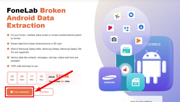 Установите FoneLab Broken Android Data Extraction