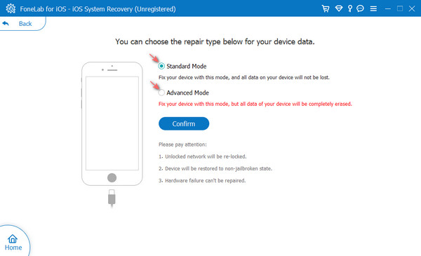 Select between Standard Mode and Advanced Mode