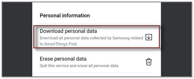 toque el botón Descargar datos personales