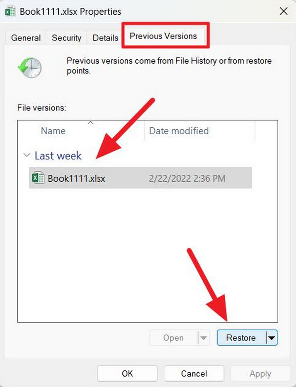 Click Restore Button
