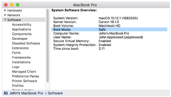 check mac if booted in safe mode