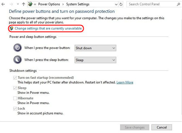 Choose Change settings