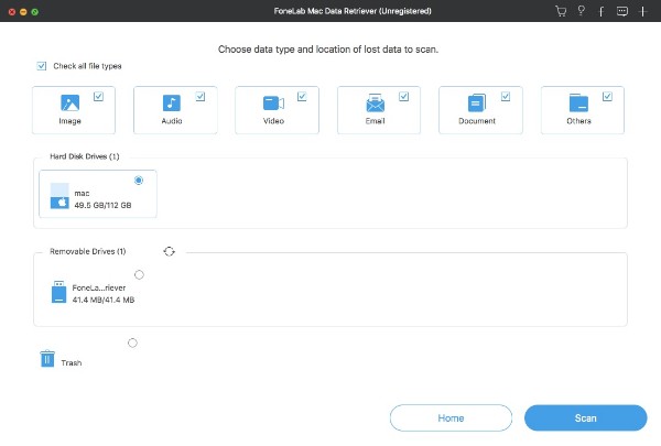 Elija la ubicación de los datos y el tipo